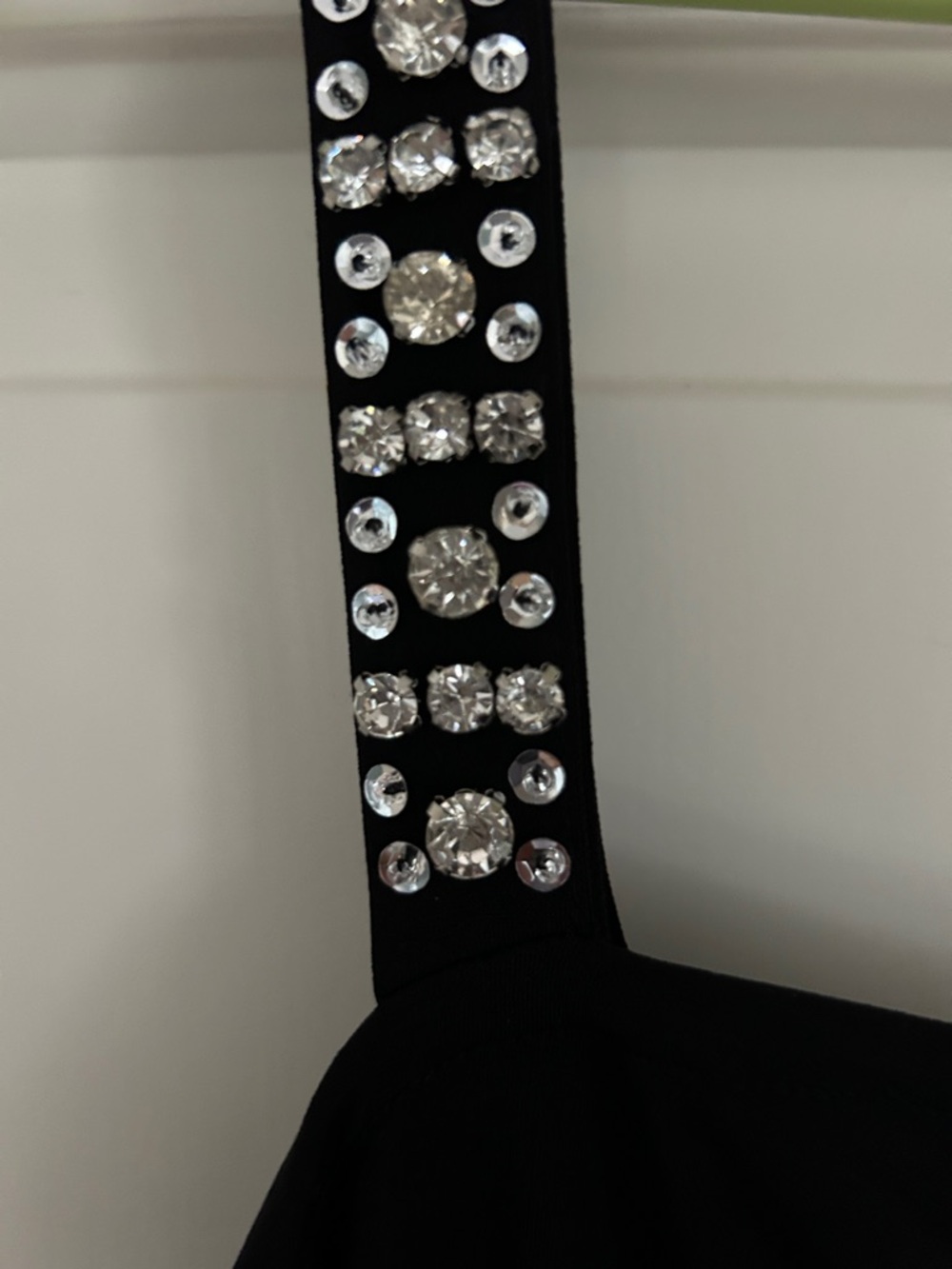 INC International Concepts Black One-Shoulder Camisole with Rhinestone Strap - Picture 3 of 6
